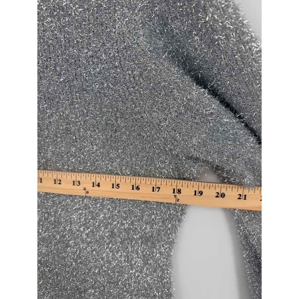 Ronny Kobo Silver Metallic Tinsel Knit‎ Mini Dress Womens L Rent the Runway - Picture 7 of 10
